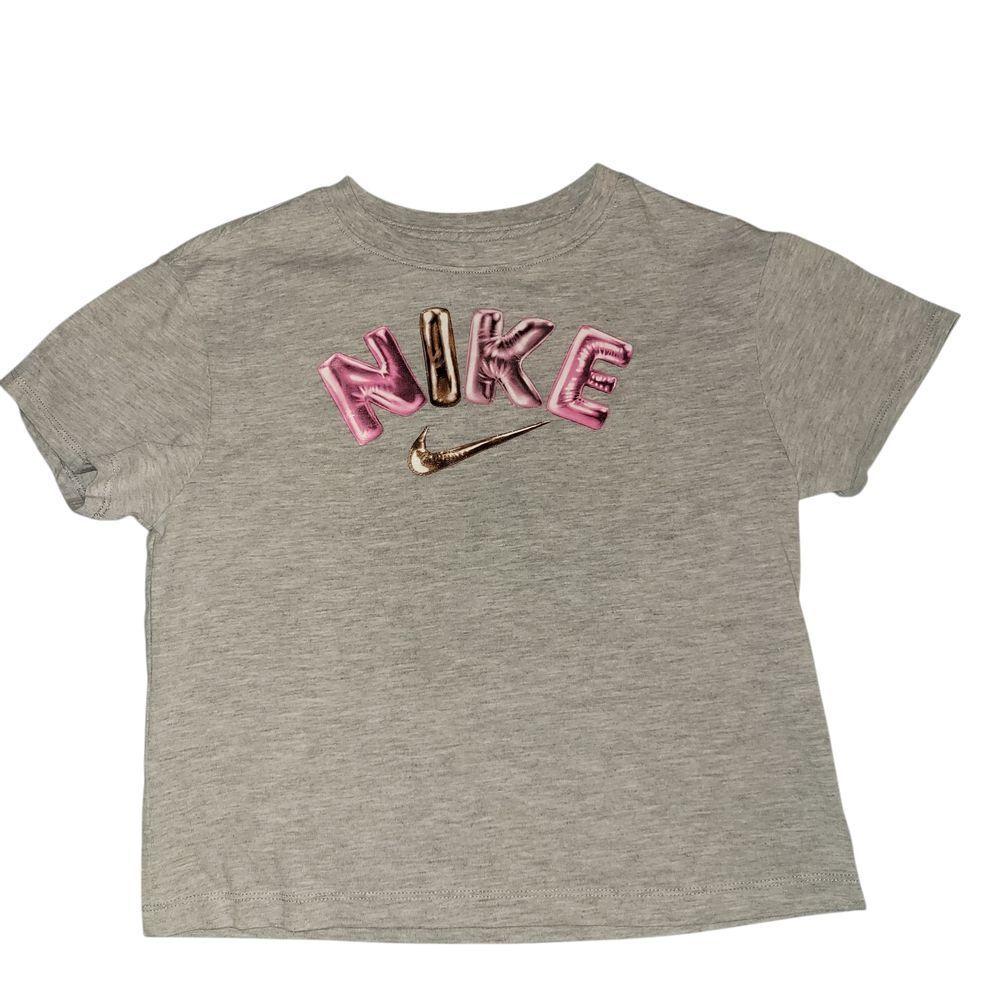 Nike Kids Heather Gray Tee with Pink and Gold Logo